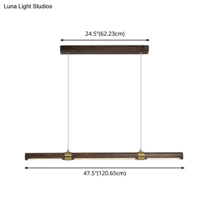 DecorBites™ Nordic Wood Island Pendant LED Strip Light in Brown for Dining Table