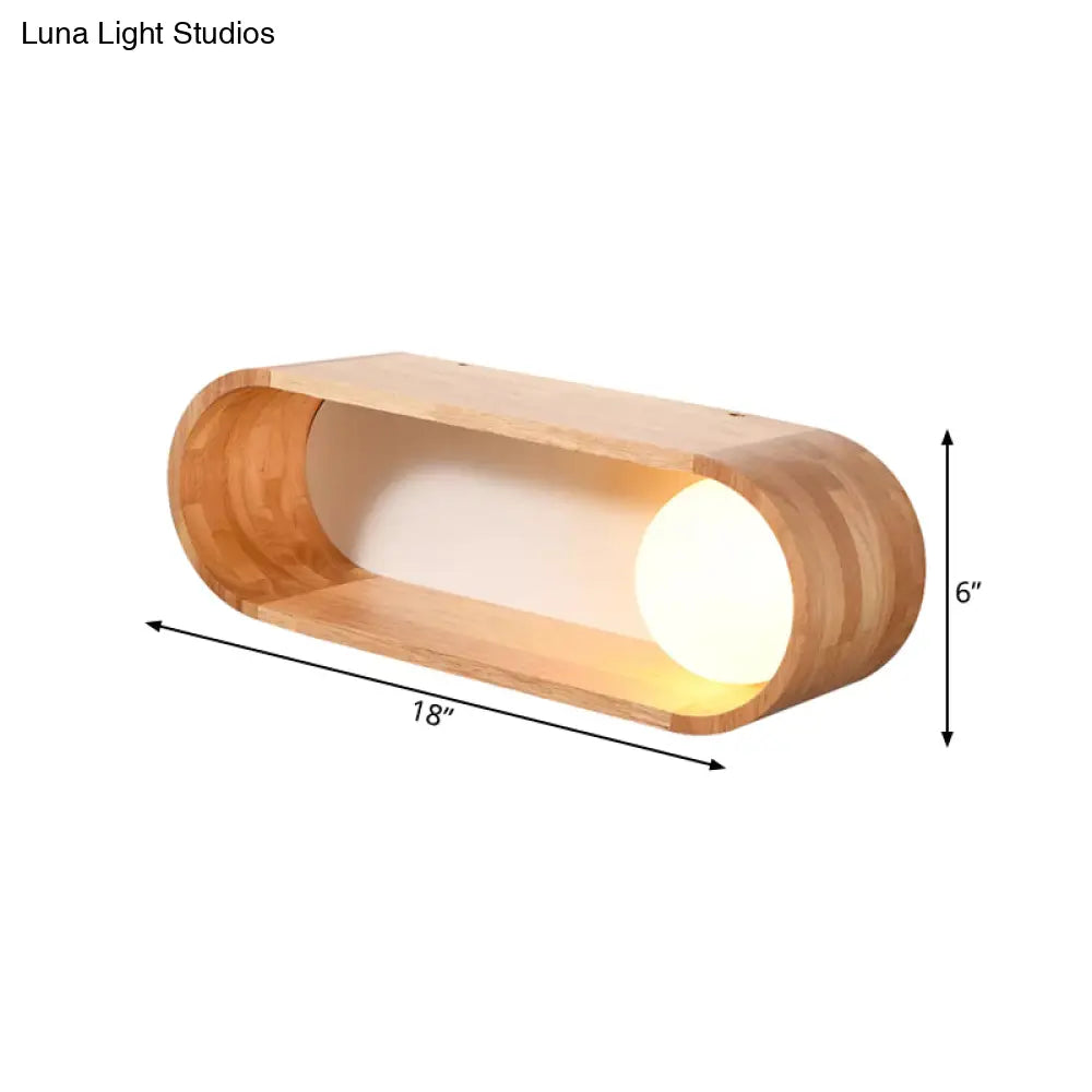 DecorBites™ Nordic Wood Wall Sconce with Rack Feature - Fillet/Right Angle Rectangle Design for Bedside Flush Mount