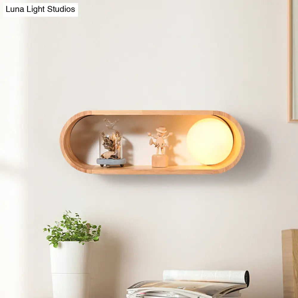 DecorBites™ Nordic Wood Wall Sconce with Rack Feature - Fillet/Right Angle Rectangle Design for Bedside Flush Mount
