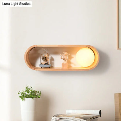 DecorBites™ Nordic Wood Wall Sconce with Rack Feature - Fillet/Right Angle Rectangle Design for Bedside Flush Mount