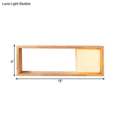 DecorBites™ Nordic Wood Wall Sconce with Rack Feature - Fillet/Right Angle Rectangle Design for Bedside Flush Mount