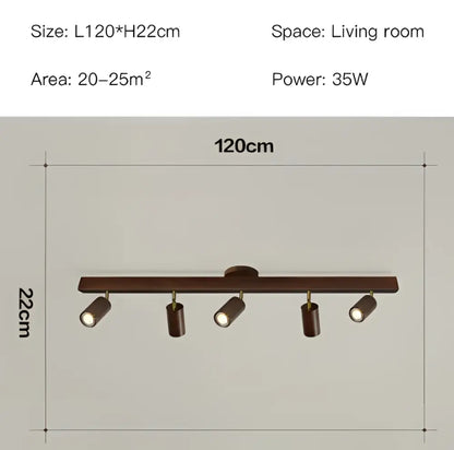 Nordic woodentrack led ceiling spotlight living room wooden light