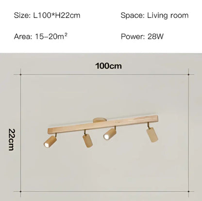 Nordic woodentrack led ceiling spotlight living room wooden light