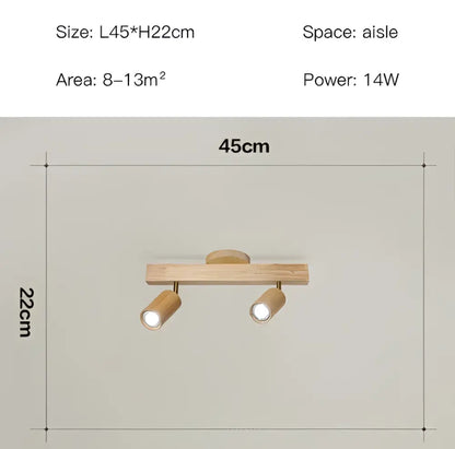 Nordic woodentrack led ceiling spotlight living room wooden light