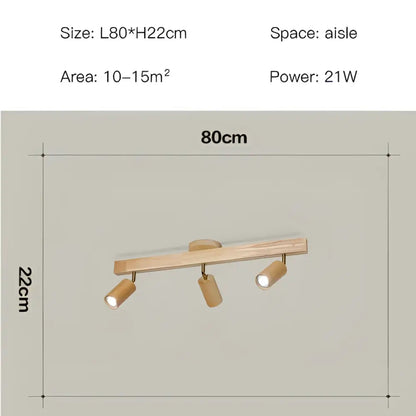Nordic woodentrack led ceiling spotlight living room wooden light