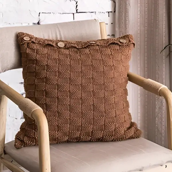 Nordic woven knit pillow cover living room button closure