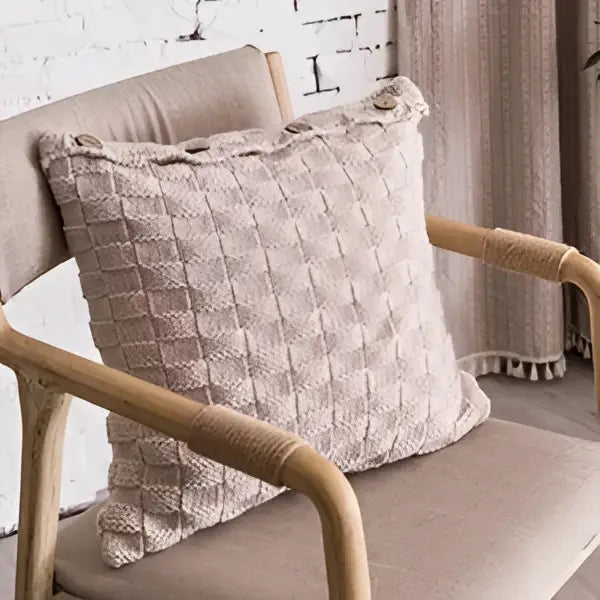 Nordic woven knit pillow cover living room button closure