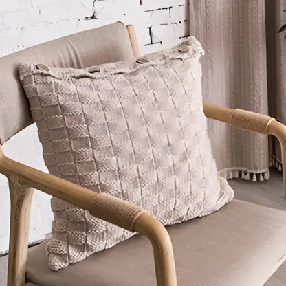 Nordic woven knit pillow cover living room button closure