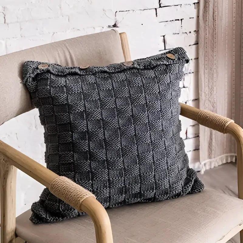 Nordic woven knit pillow cover living room button closure