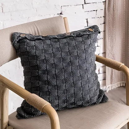 Nordic woven knit pillow cover living room button closure