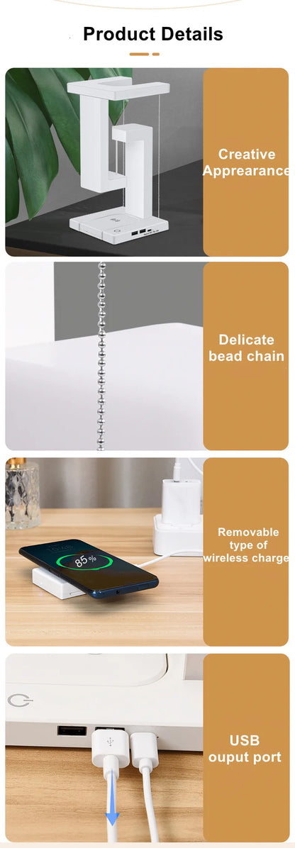 DecorBites™ Novelty floating lamp with 10 W  detachable wireless charger decorative light for bedroom/office