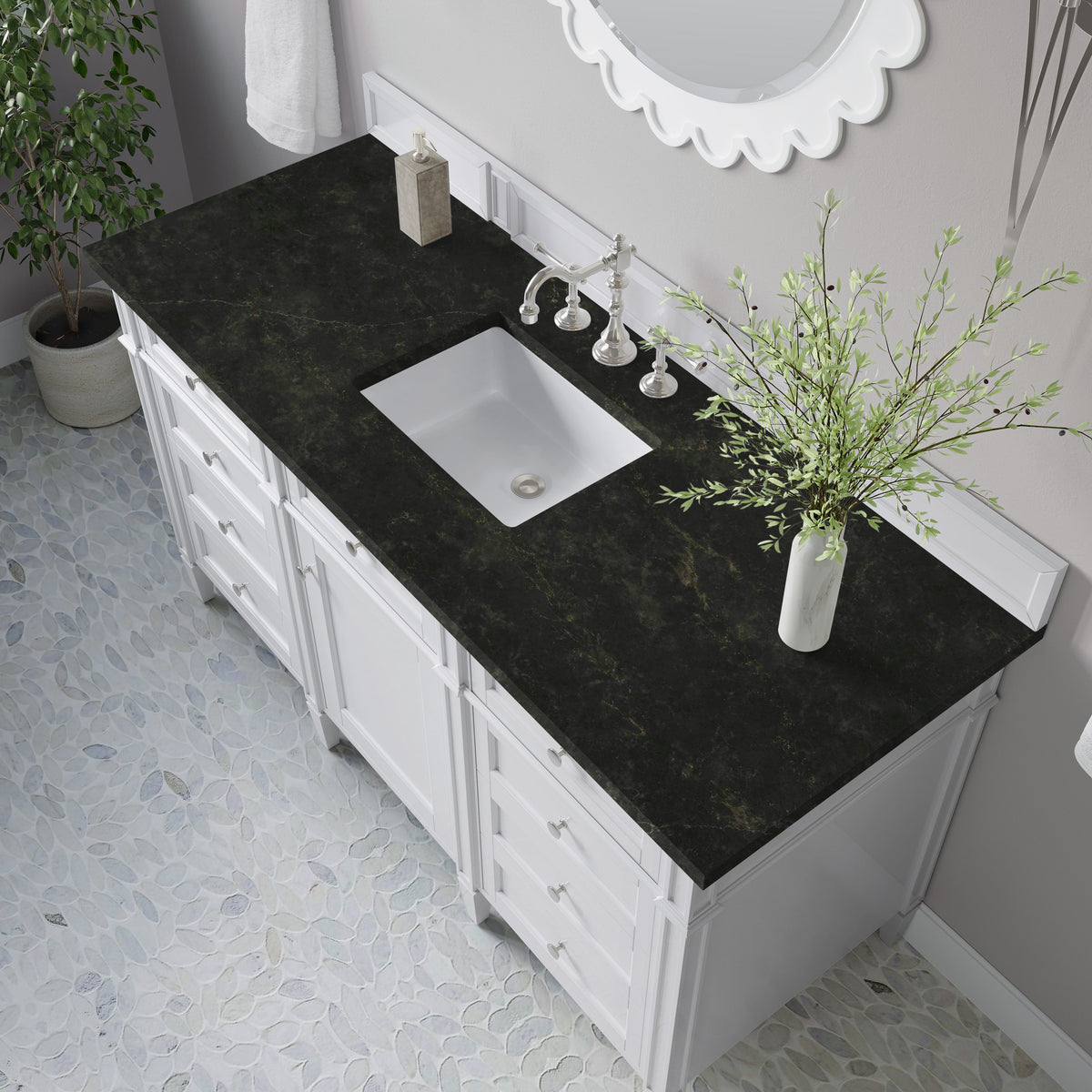 James Martin Brittany 60" Single Bathroom Vanity, Bright White