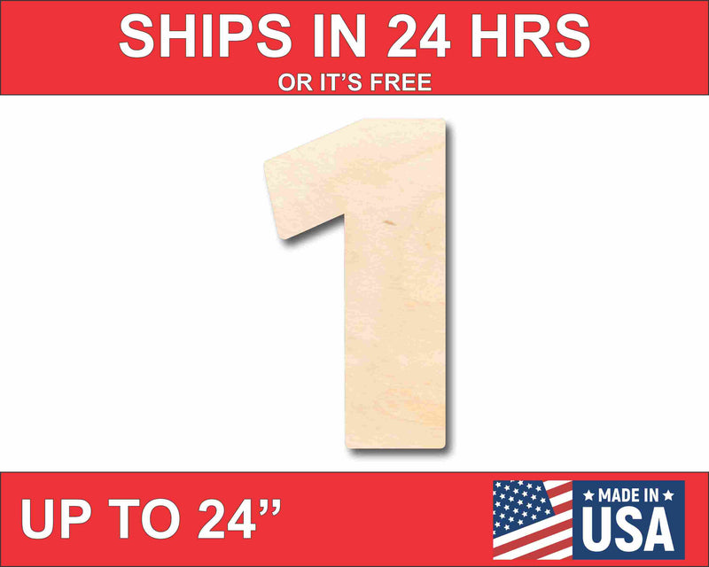 Unfinished Wood Block Number 1 - Craft - up to 46" DIY