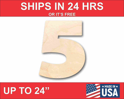 Unfinished Wood Block Number 5 - Craft - up to 46" DIY