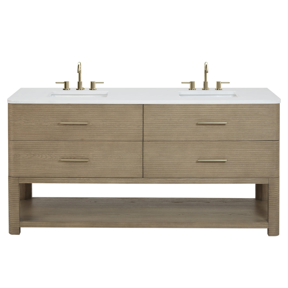 James Martin Lucian 72" Double Bathroom Vanity, Pebble Oak