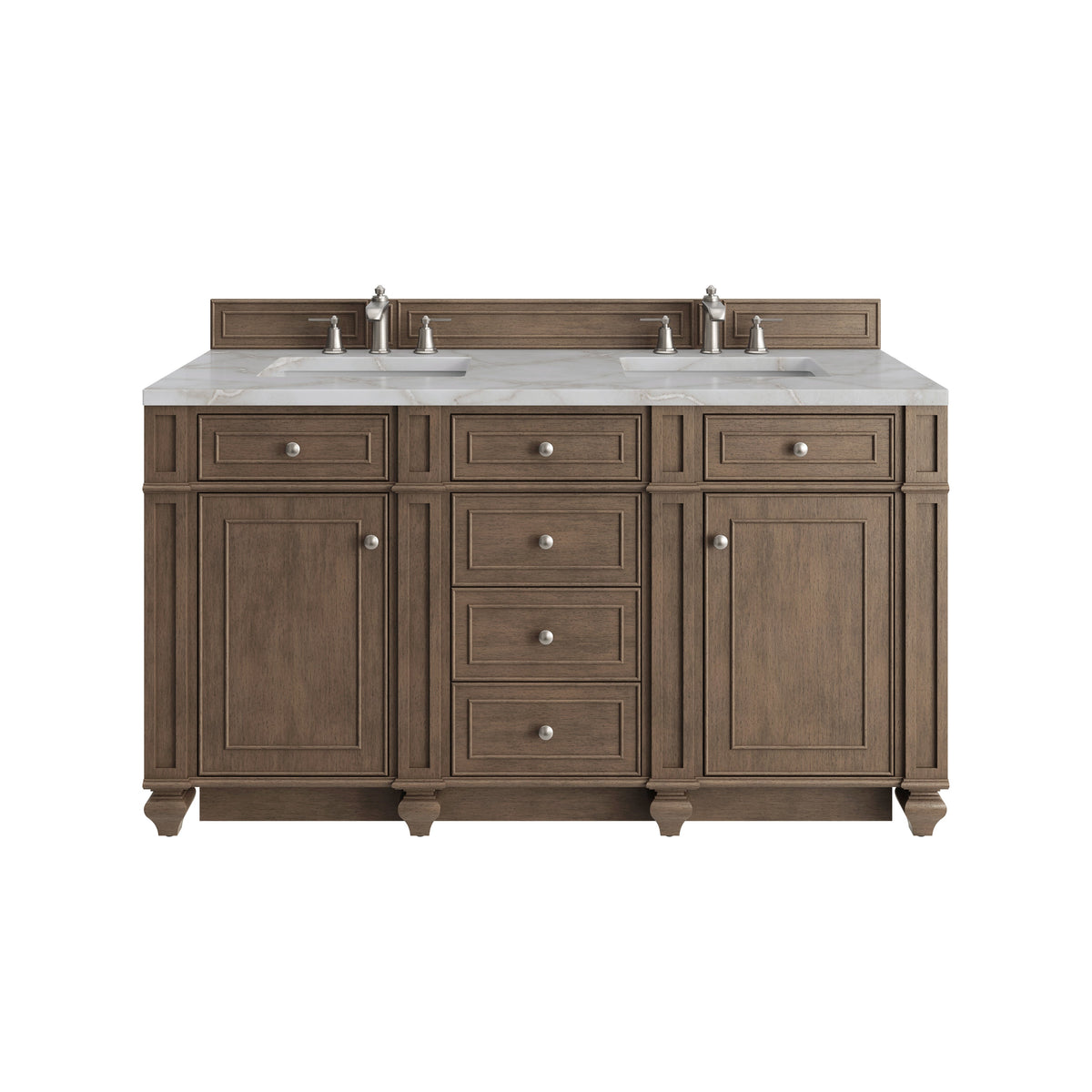 James Martin Bristol 60" Double Bathroom Vanity, Whitewashed Walnut