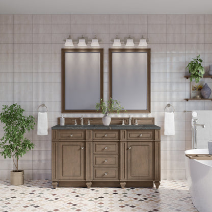 James Martin Bristol 60" Double Bathroom Vanity, Whitewashed Walnut