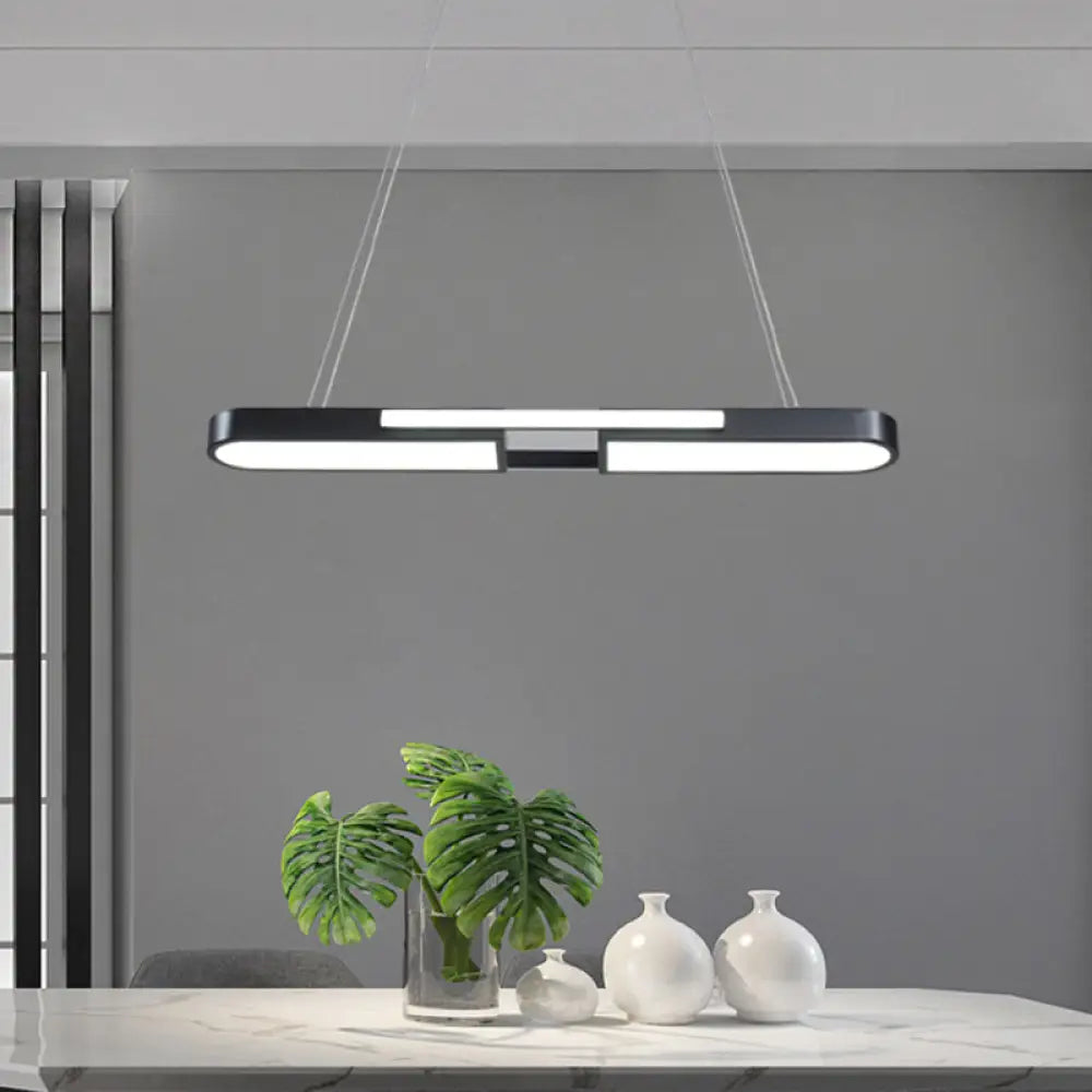 DecorBites™ Oblong Acrylic Pendant Light Kit - Simple Style, Black/Gold LED Island Lamp in Warm/White Light for Dining Room