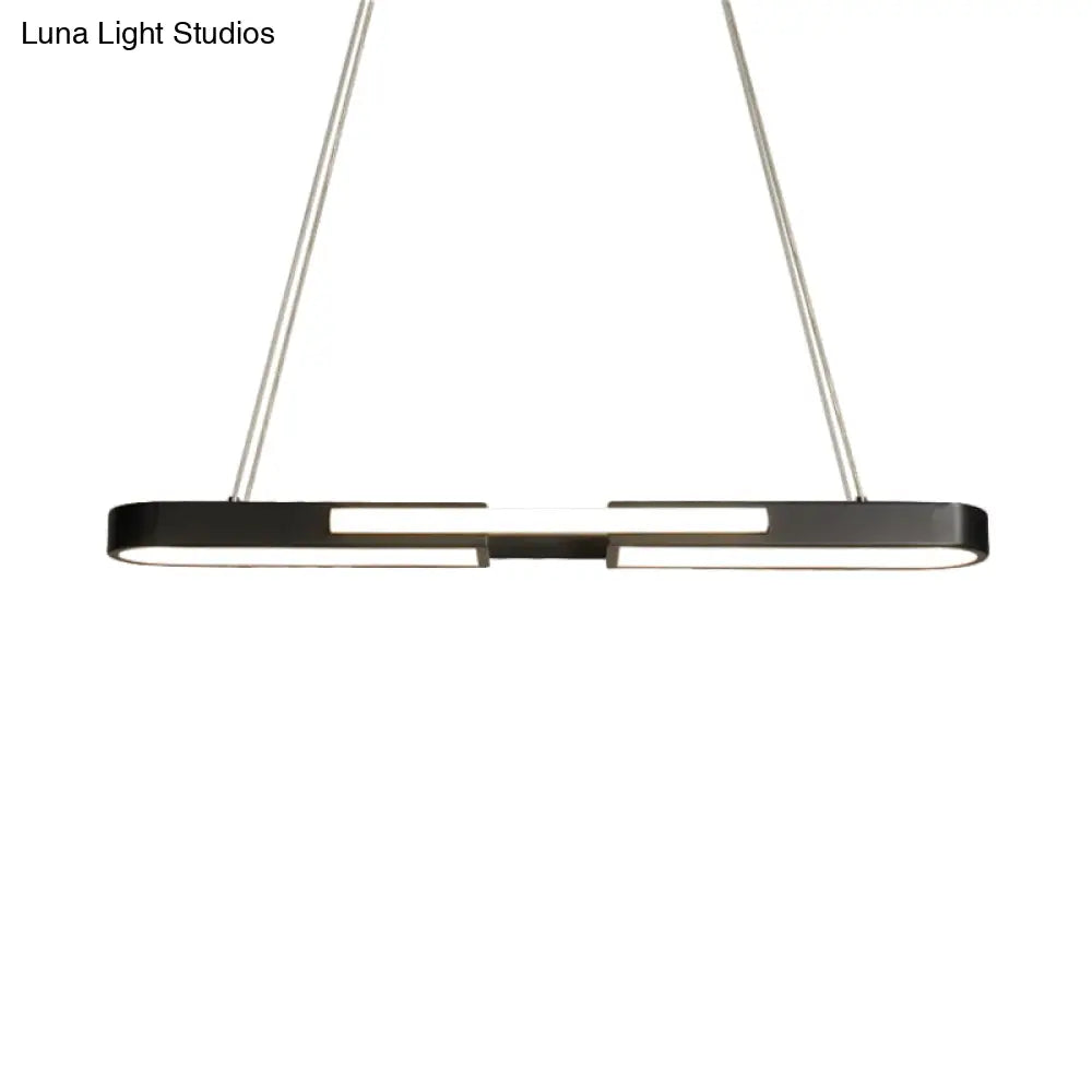 DecorBites™ Oblong Acrylic Pendant Light Kit - Simple Style, Black/Gold LED Island Lamp in Warm/White Light for Dining Room