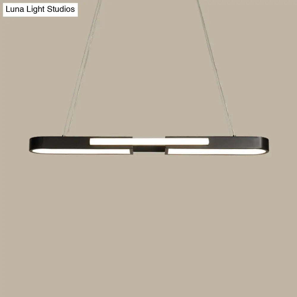 DecorBites™ Oblong Acrylic Pendant Light Kit - Simple Style, Black/Gold LED Island Lamp in Warm/White Light for Dining Room