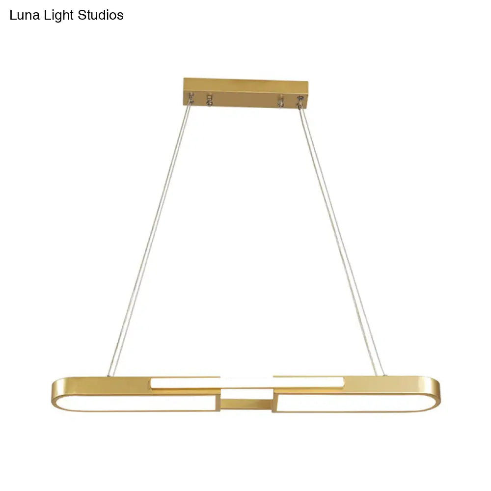 DecorBites™ Oblong Acrylic Pendant Light Kit - Simple Style, Black/Gold LED Island Lamp in Warm/White Light for Dining Room