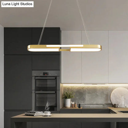DecorBites™ Oblong Acrylic Pendant Light Kit - Simple Style, Black/Gold LED Island Lamp in Warm/White Light for Dining Room