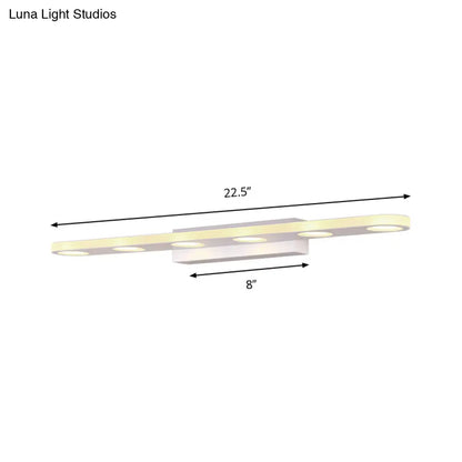 DecorBites™ Oblong Bathroom LED Vanity Light Acrylic 4/6 Lights Simplicity Wall Mounted Mirror Lighting in Warm/White