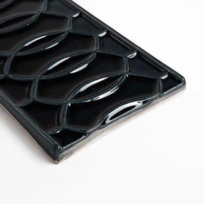 Obsidian Crackled Vienna Ceramic Accent Tiles 4x8