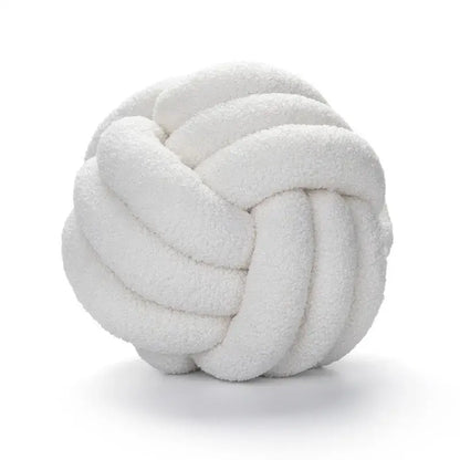 Off-white boucle knotted circle throw pillows bedroom decor