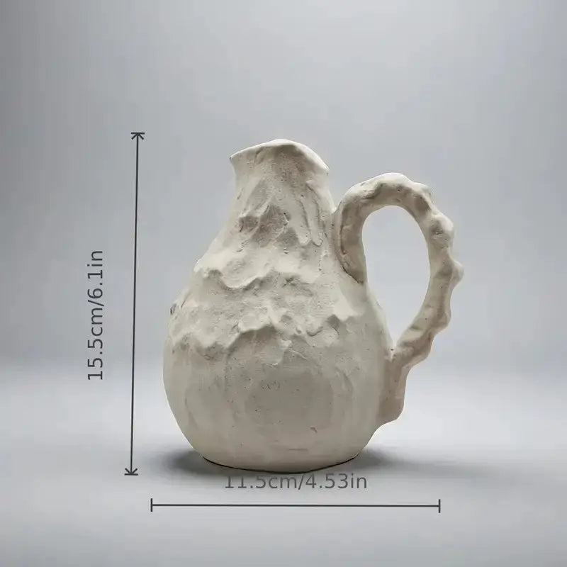 Off-white handmade irregular grain ceramic pitcher vase living room
