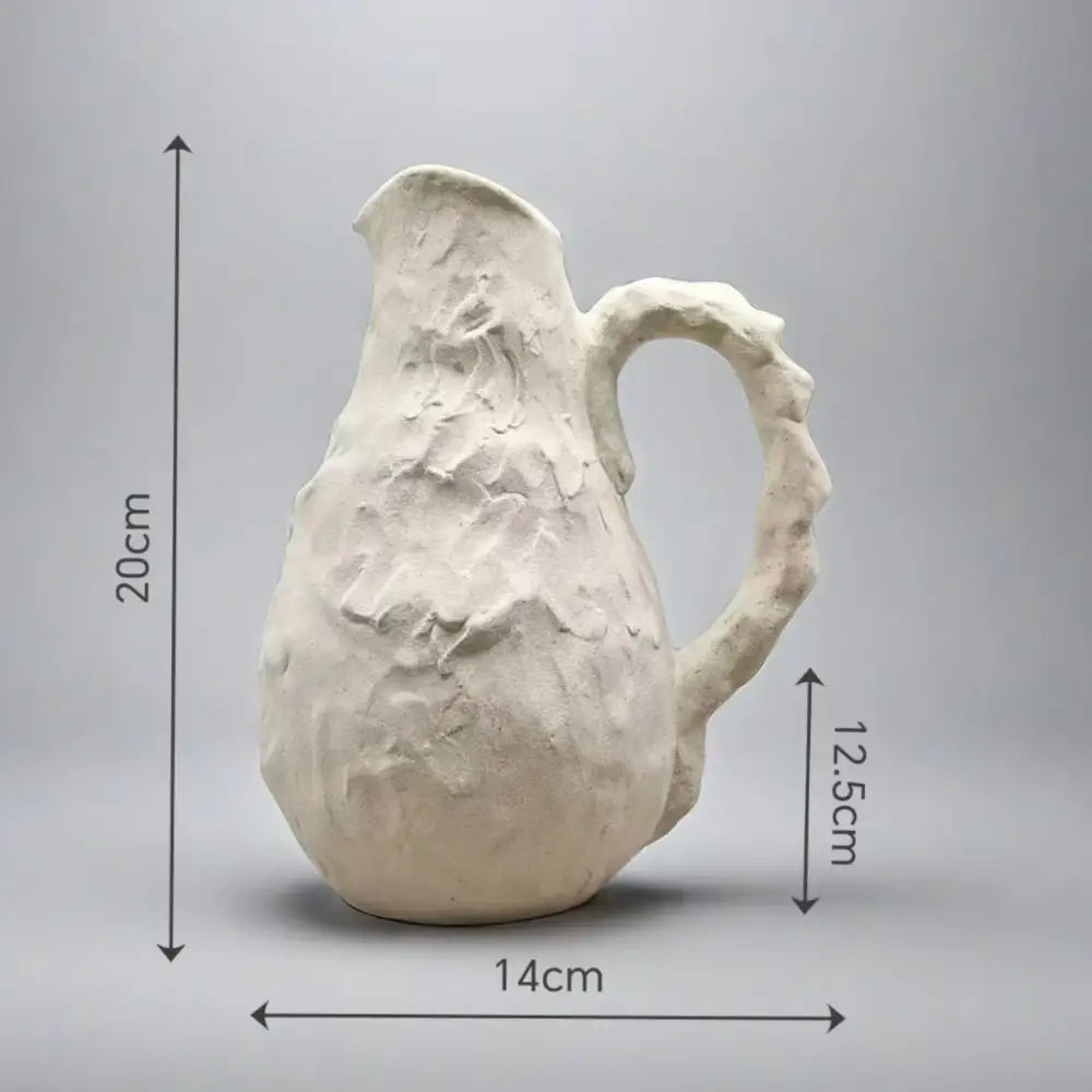 Off-white handmade irregular grain ceramic pitcher vase living room