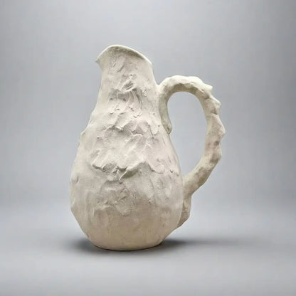 Off-white handmade irregular grain ceramic pitcher vase living room