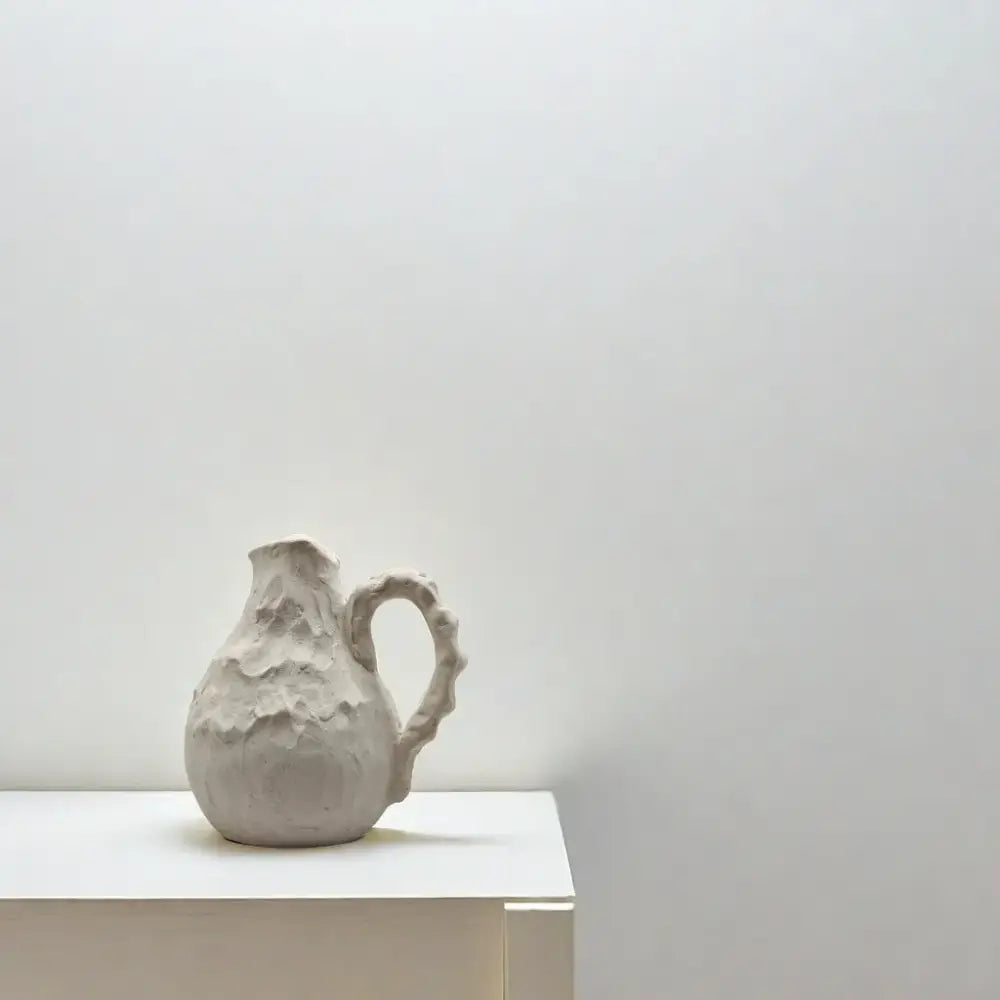 Off-white handmade irregular grain ceramic pitcher vase living room