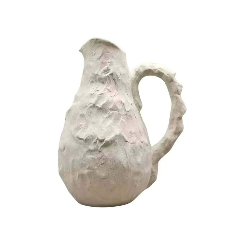 Off-white handmade irregular grain ceramic pitcher vase living room