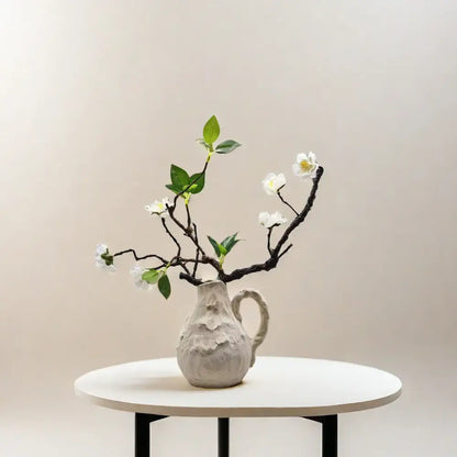 Off-white handmade irregular grain ceramic pitcher vase living room