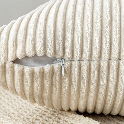 Off white ribbed corduroy striped throw pillow covers living room