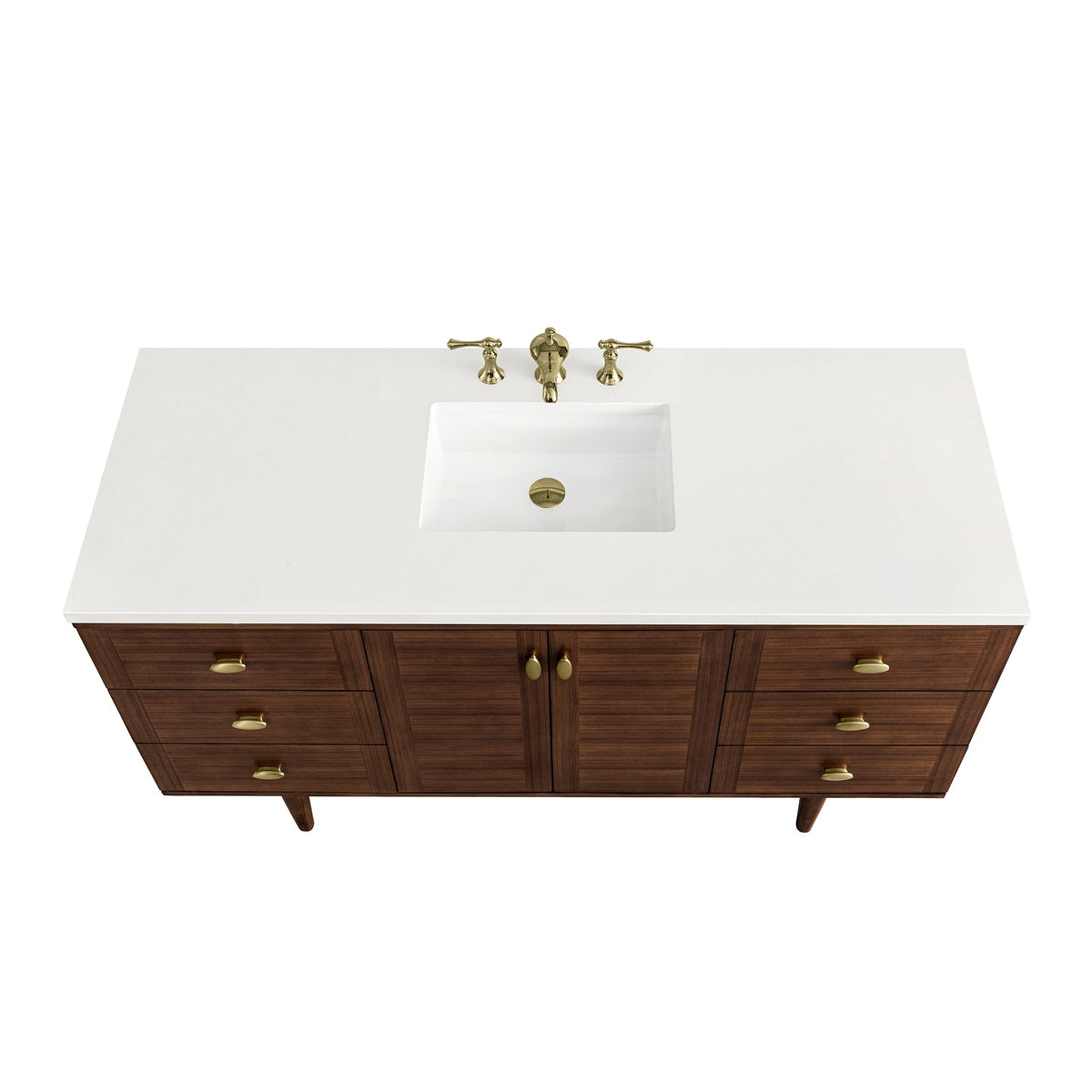 James Martin Amberly 60" Dual Mount Single Bathroom Vanity, Mid-Century Walnut