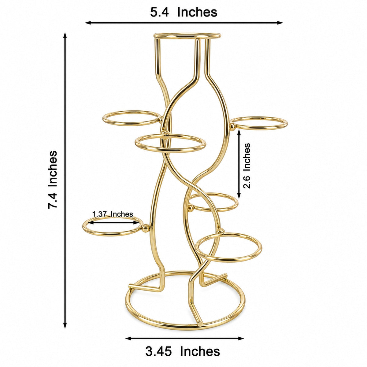 Gold Tone Metal Display Stand - Holds 7 Eggs Spheres 7.5 Inches Tall