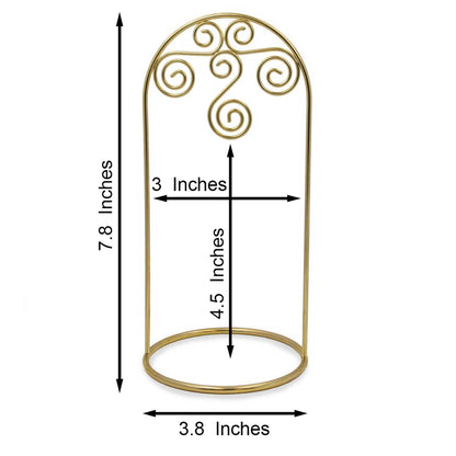 Gold Tone Metal Swirl Arch Ornament Stand Display 7.75 Inches