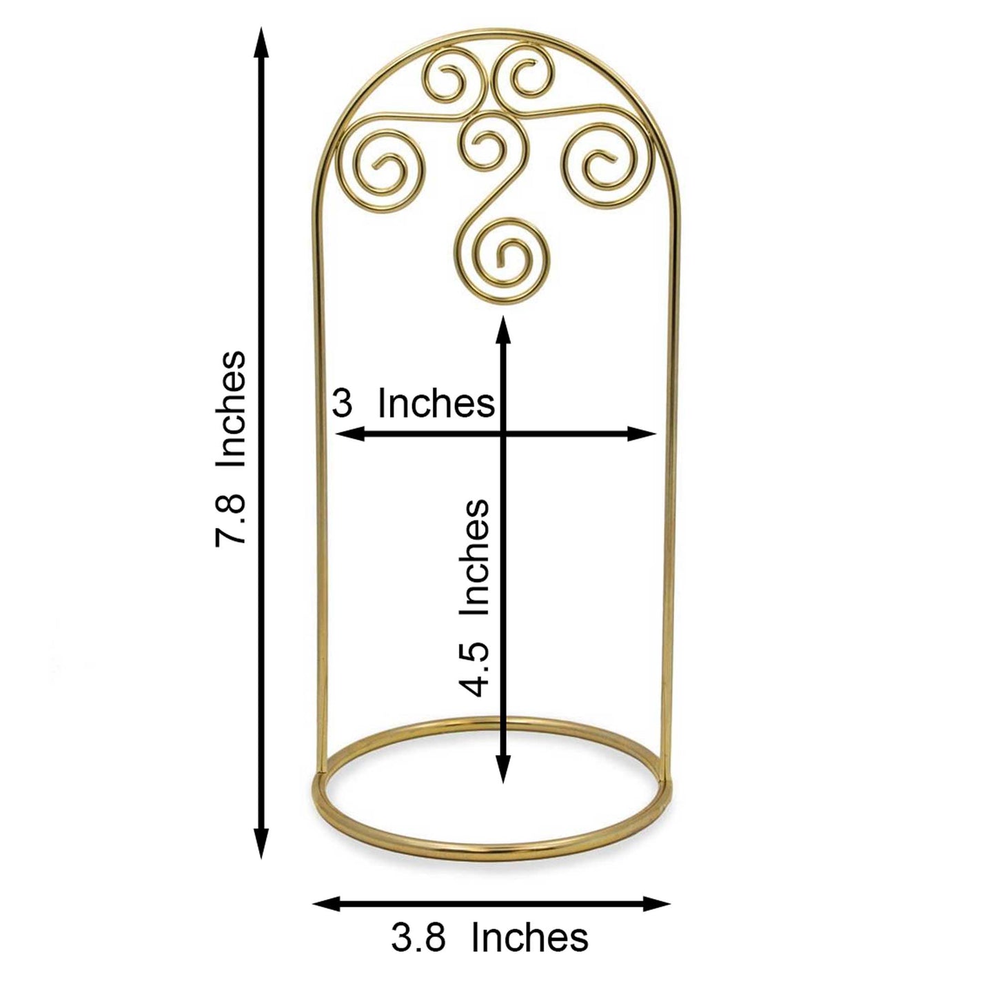 Arched Swirls Gold Tone Metal Ornament Stand Holder Display 7.75 Inches