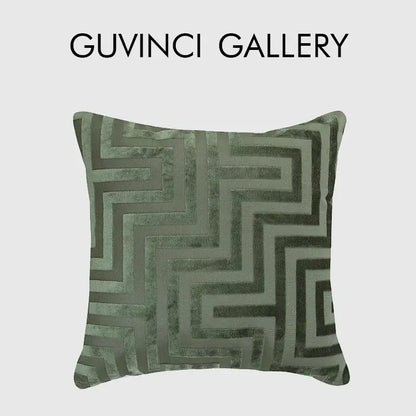 Olive and dark green geometric jacquard throw pillowcase living room