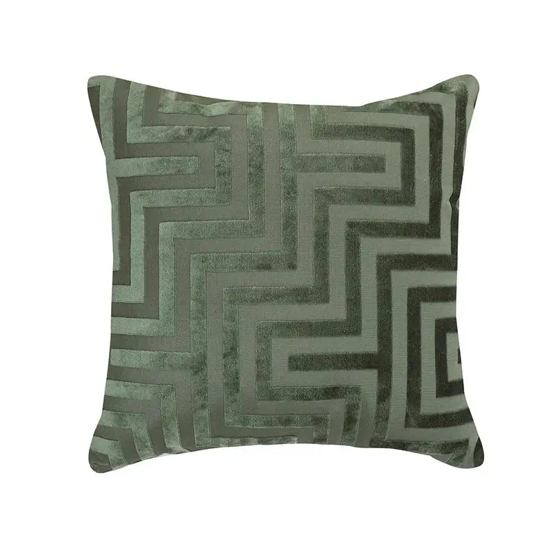 Olive and dark green geometric jacquard throw pillowcase living room