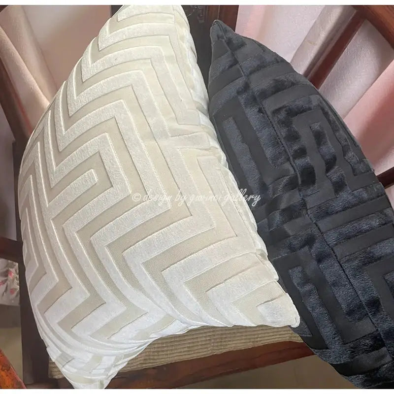 Olive and dark green geometric jacquard throw pillowcase living room