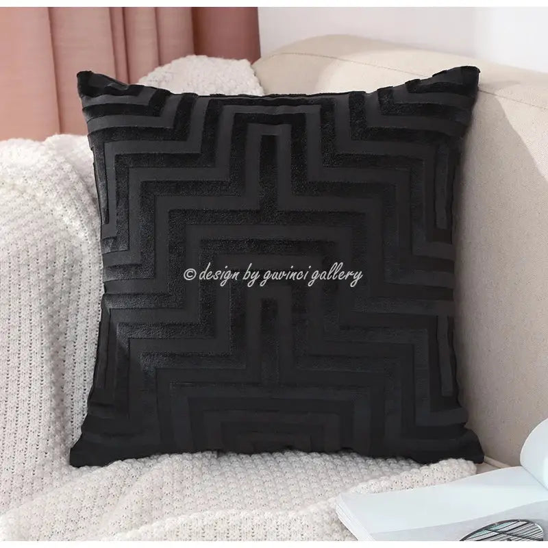 Olive and dark green geometric jacquard throw pillowcase living room