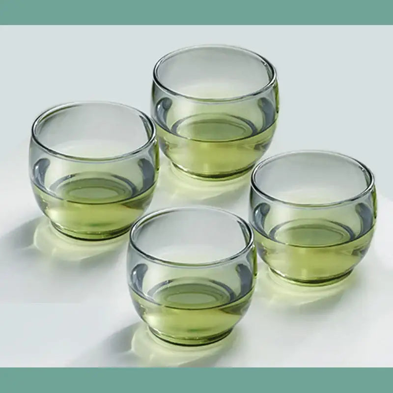 Olive green glass tea cup set for dining room kung fu tea