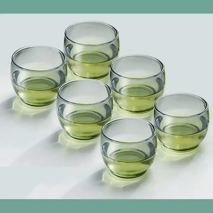 Olive green glass tea cup set for dining room kung fu tea