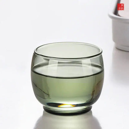 Olive green glass tea cup set for dining room kung fu tea