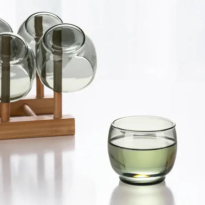 Olive green glass tea cup set for dining room kung fu tea