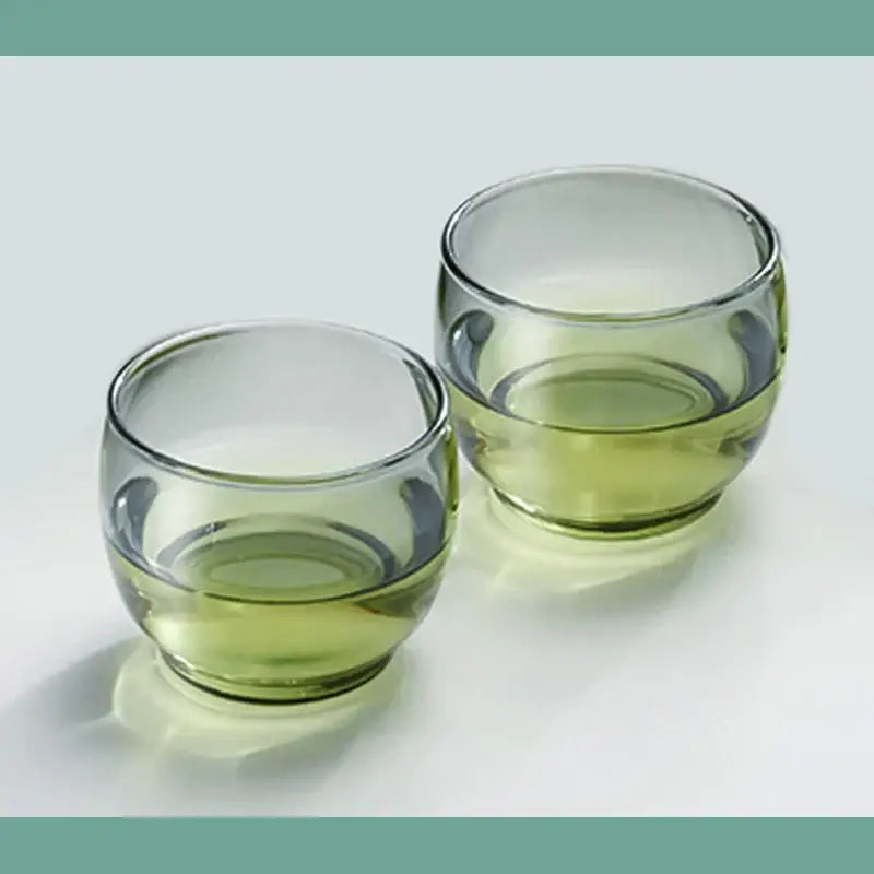 Olive green glass tea cup set for dining room kung fu tea