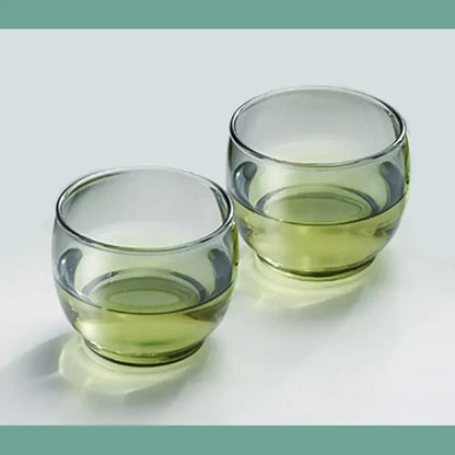 Olive green glass tea cup set for dining room kung fu tea